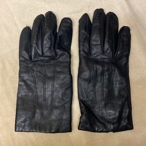 Vintage ARIA womens leather gloves size L cashmere lined